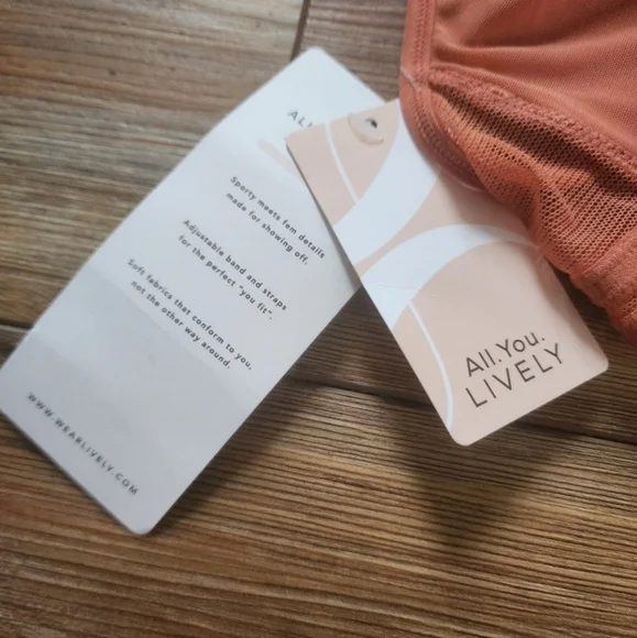 LIVELY Bra Womens M Orange Mesh Trim Bralette Terracotta NEW - Picture 4 of 8